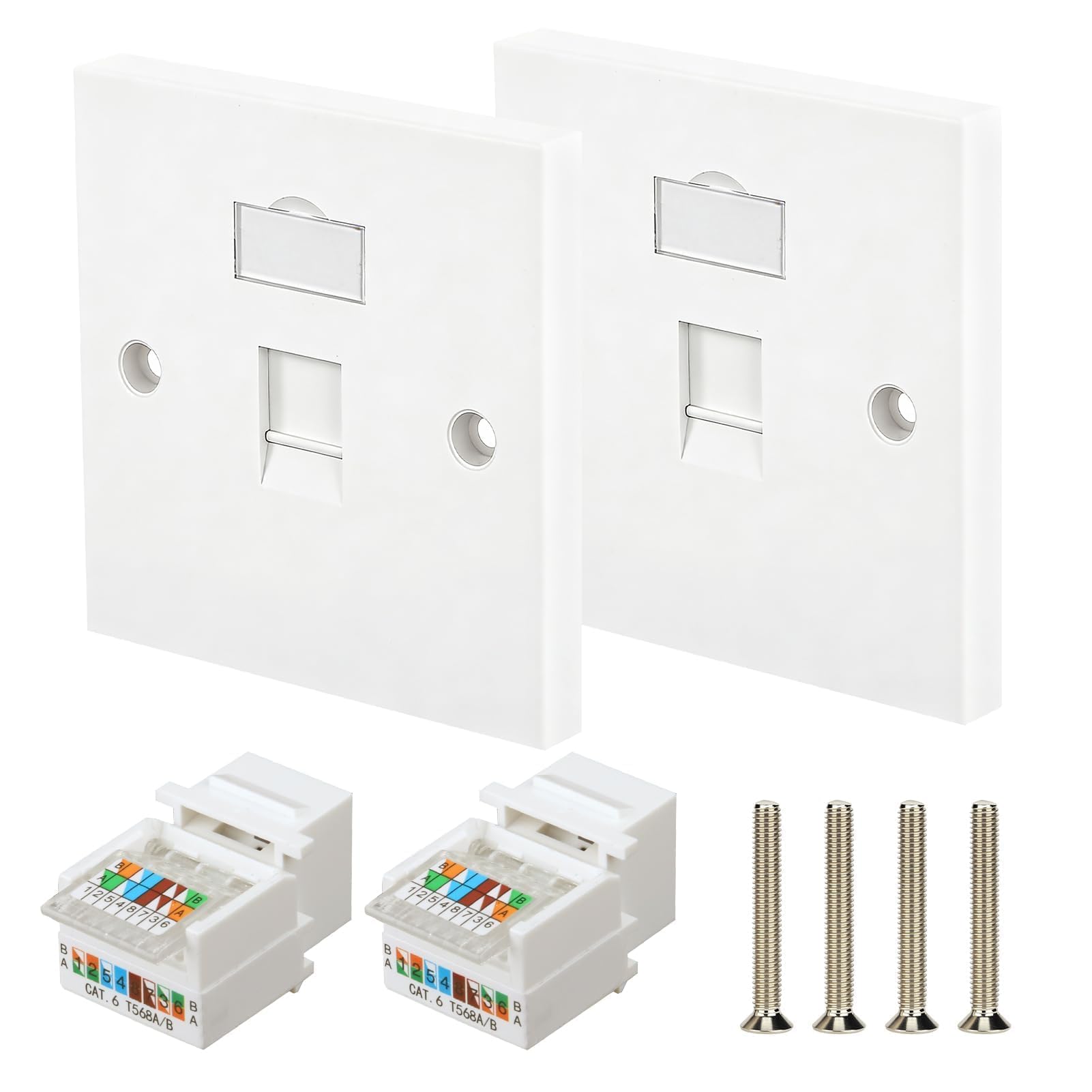 2PCS RJ45 Socket Cat6, Single Ethernet Wall Socket with Keystone Jack