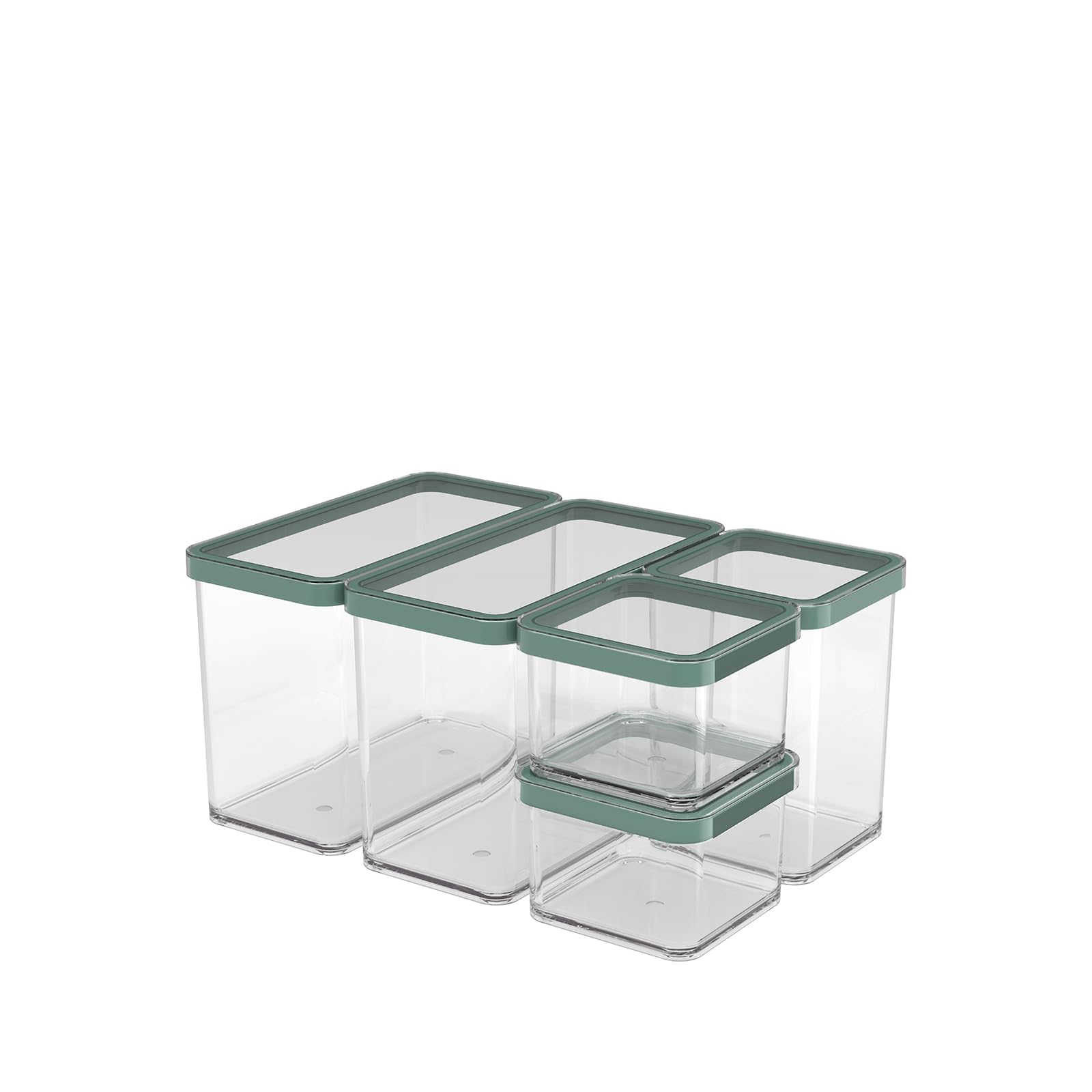 Rotho Loft Set of storage tins 5 pcs. LOFT, Plastic (PP) BPA-free, transparent, (32.3 x 22.3 x 16.6 cm)