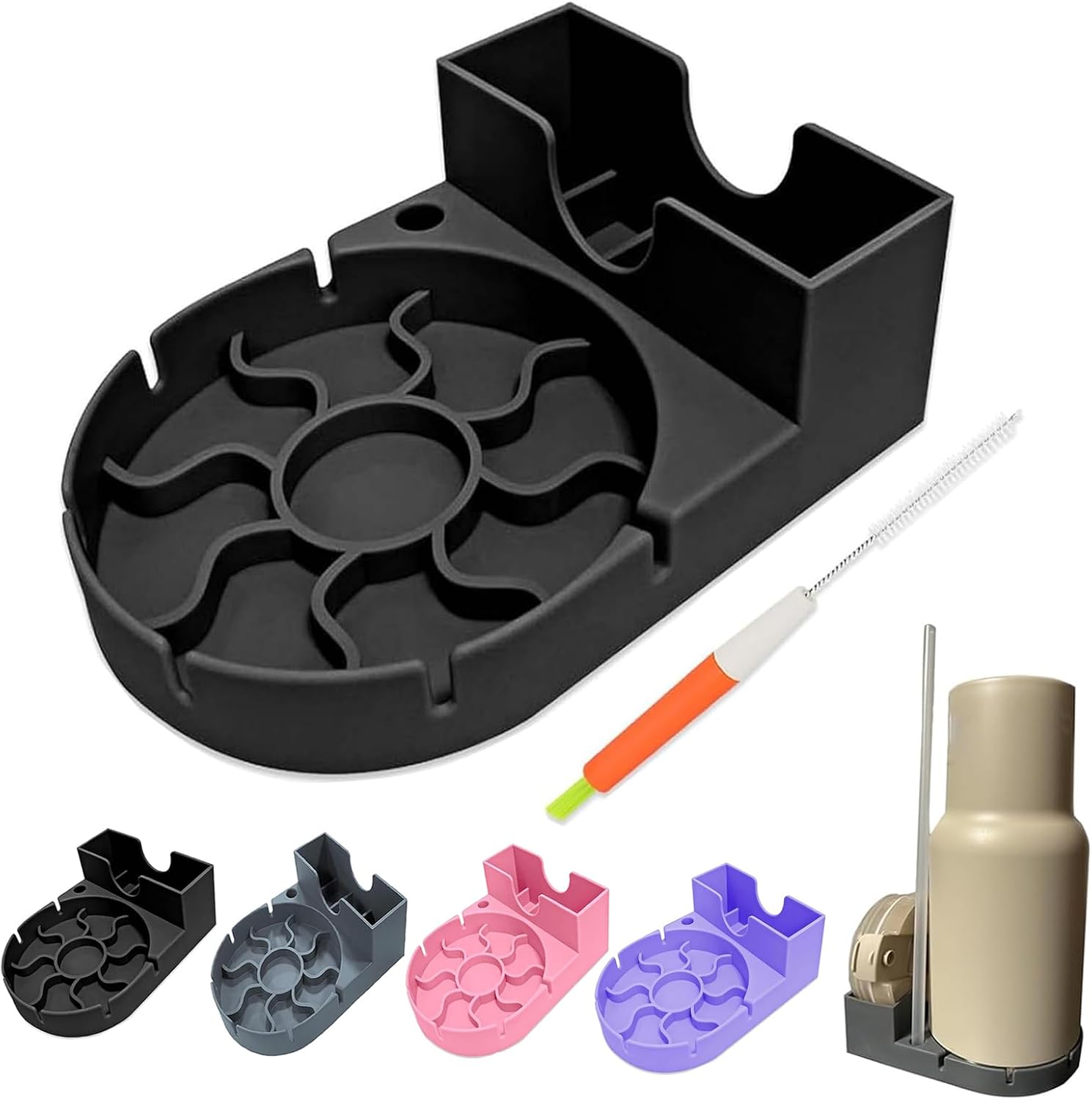 Water Bottle Drying Rack, Silicone Tumbler Drying Rack, Baby Bottle Dryer Holder, Cup Dryer for Stanley 20/30/40 oz, Mugs, Glasses 1 Pc-black