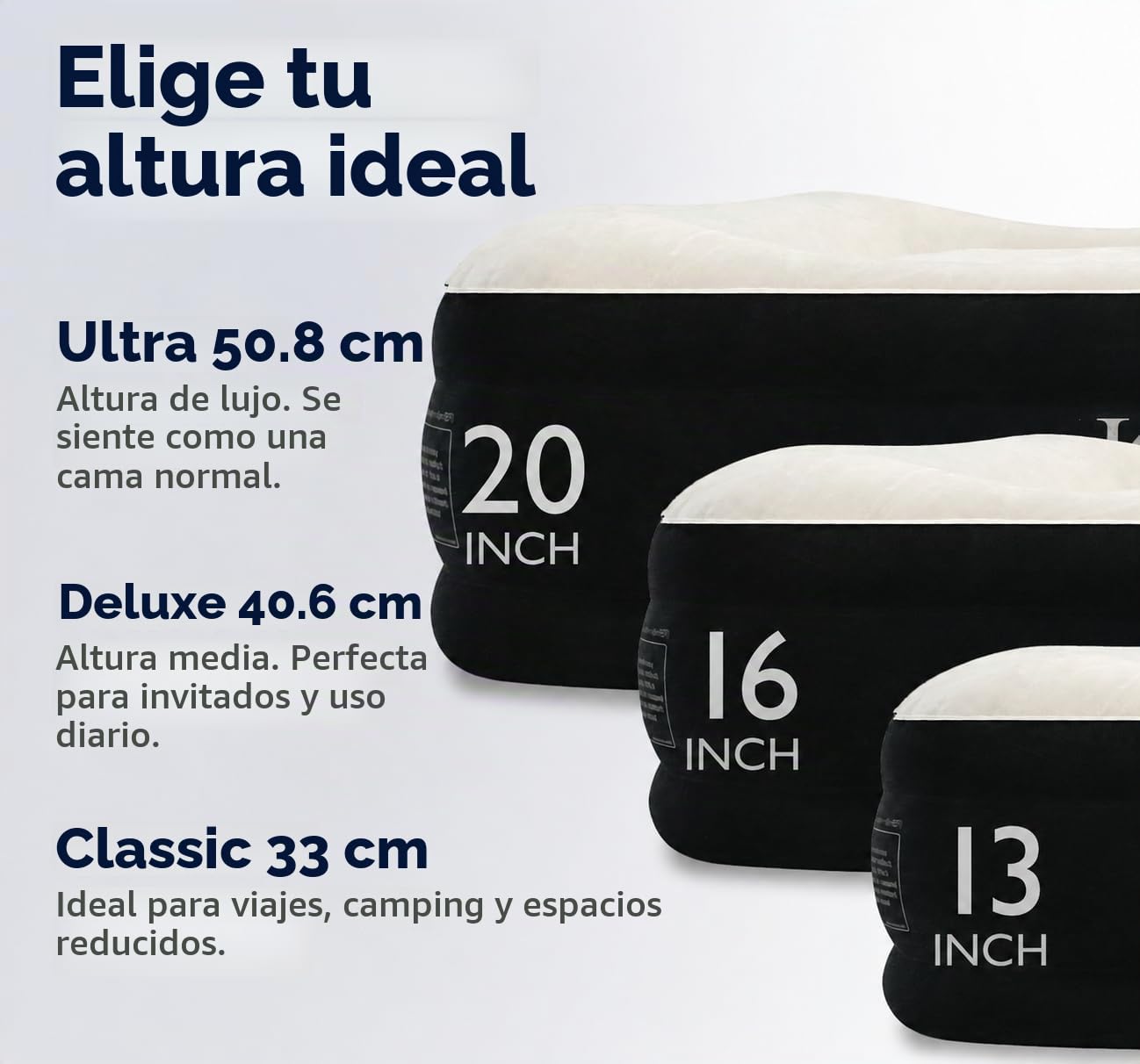 King Koil Colchón Hinchable Queen Size Raised – Mejor colchón Inflable con Bomba integrada – Colchón Hinchable Elevado Acolchado Superior