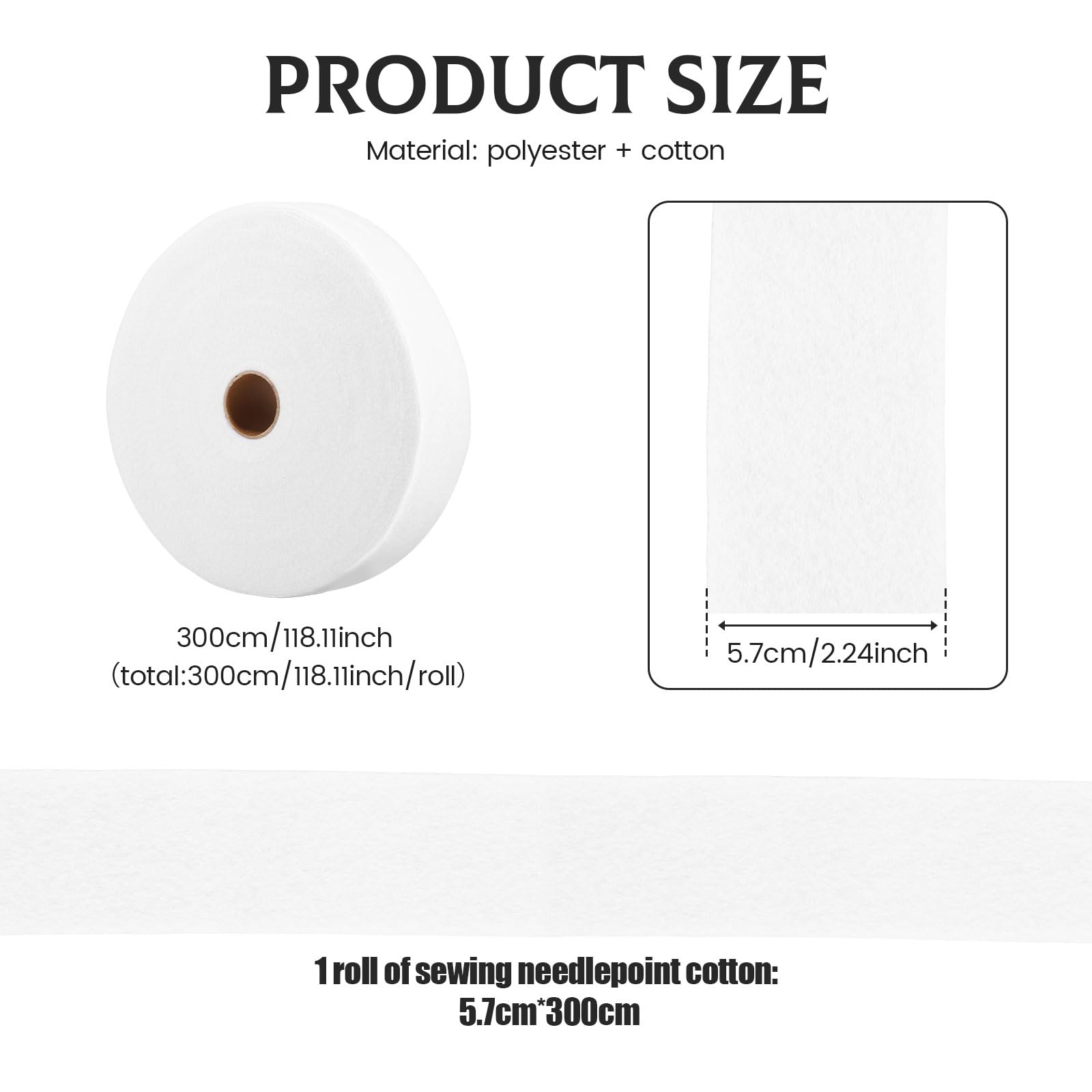 3 Rolls Jelly Roll Batting Strip, Polyester Cotton Batting Jelly Roll, White Jelly Roll Batting Strip for Jelly Roll Rugs Throw Rugs Braided Rug