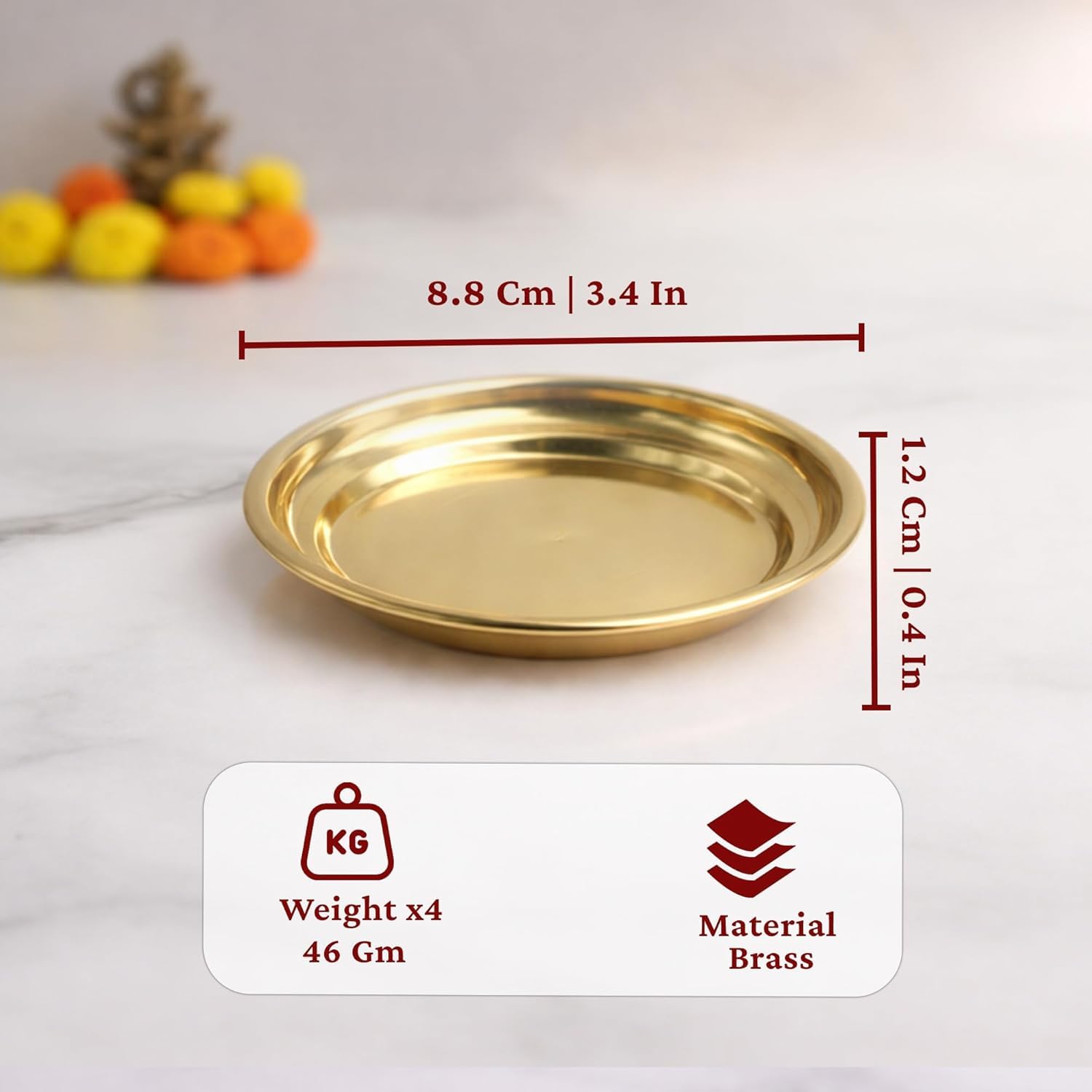 Brass Pooja Thali Set - Traditional Hindu Plates -2