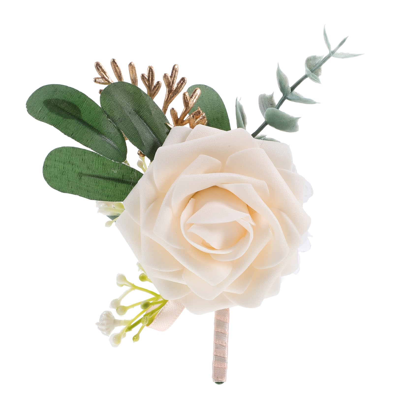 Boutonnière mariée beige pour un mariage champêtre élégant