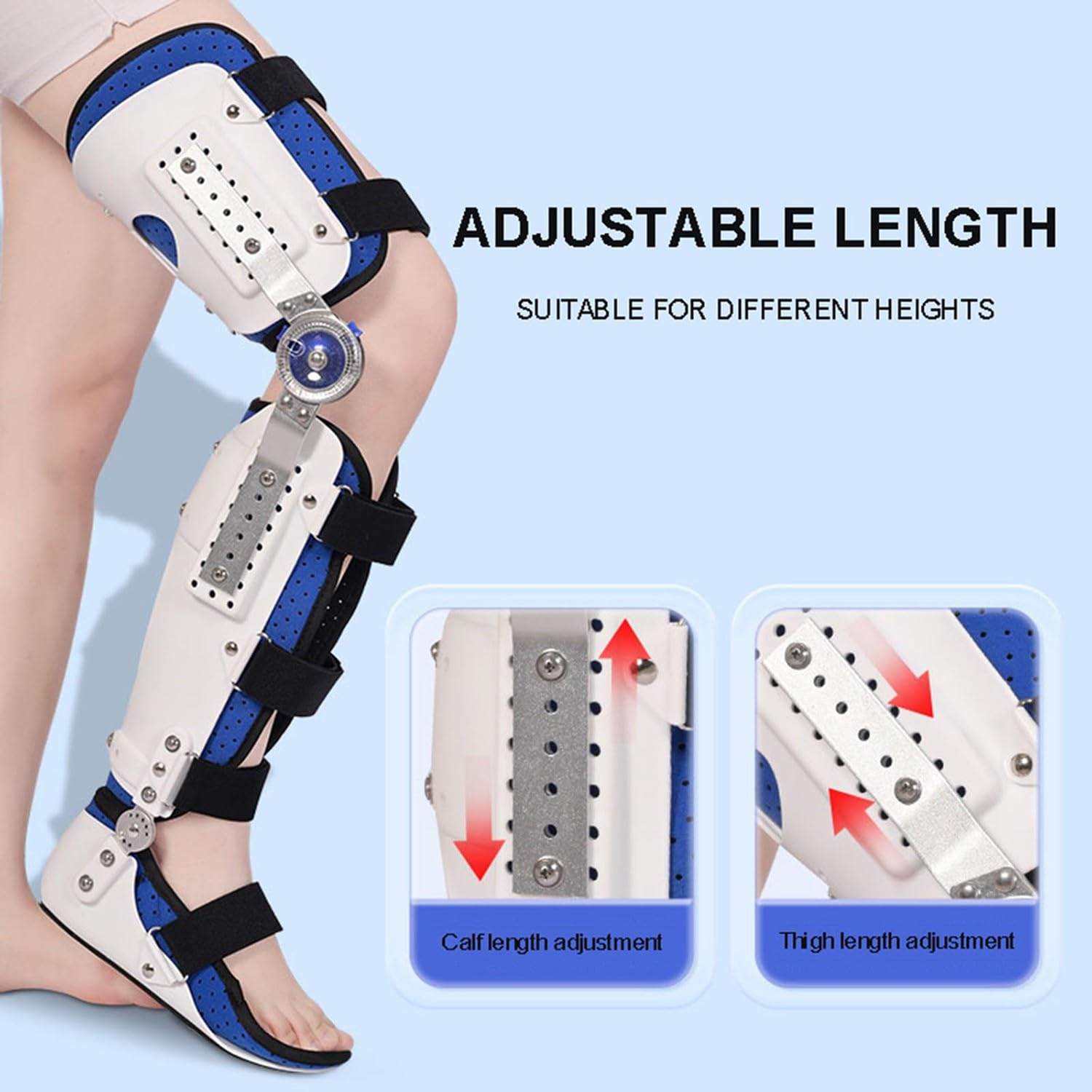 BLUEZY Ortesis De Rodilla Articulada, Rodilleras Plegables Soporte For Pies Soporte Ortopédico Ajustable Protección Después del Soporte De Rodilla para Pierna Rodillera Estabilizador Right,M