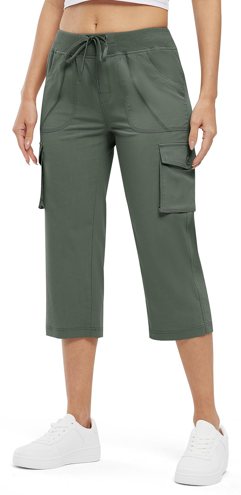Rdruko Women's Cargo Capris Lightweight Quick Dry Hiking Travel Summer Casual Cropped Pants with Pockets