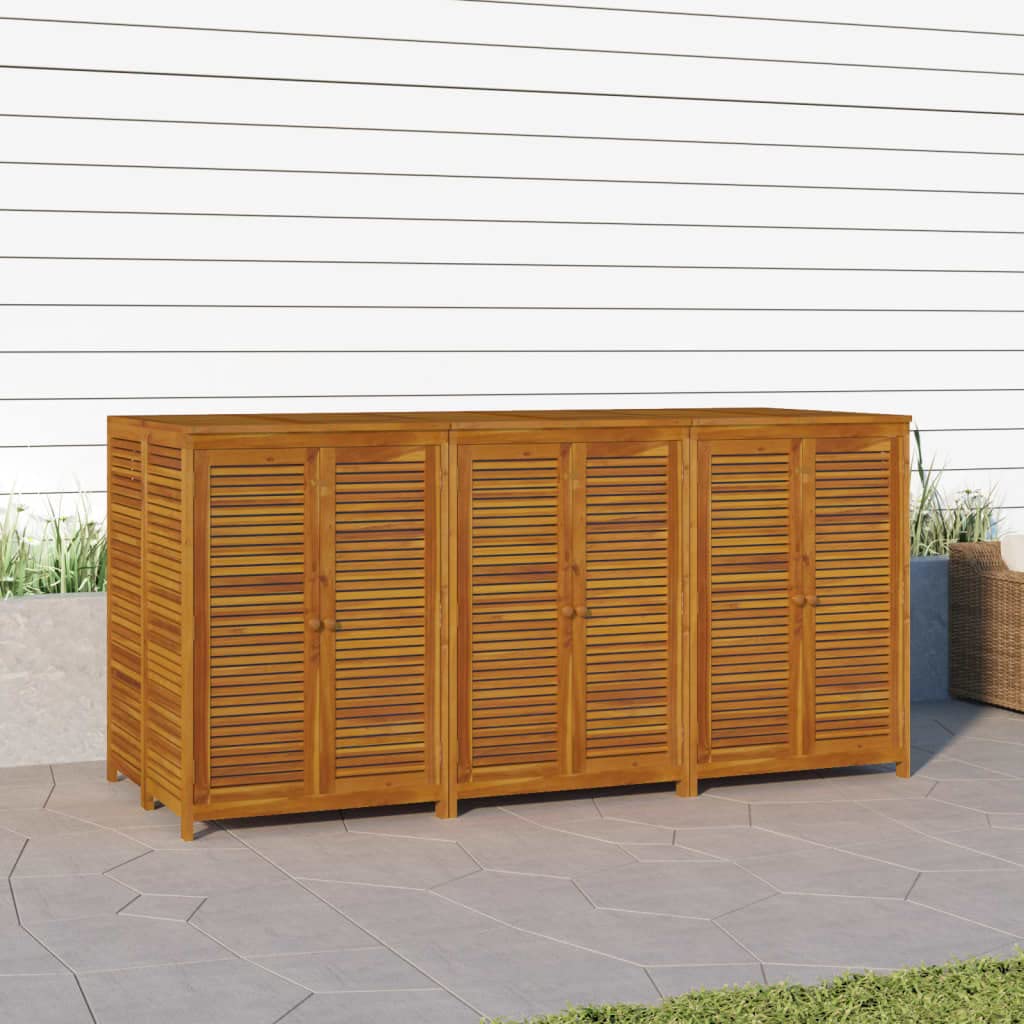 Cassapanca da giardino in legno di acacia massiccio, 210 x 87 x 104 cm, con sacchetti interni impermeabili, spazio richiudibile, resistente alle intemperie, per balcone, terrazza, esterni