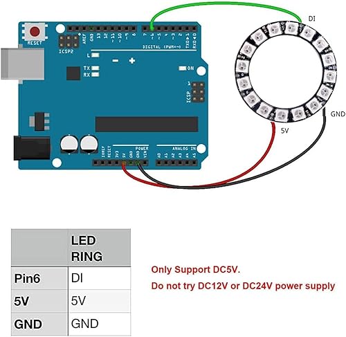 Miniatura 5 de 16 bits WS2812 RGB LED anillo SMD 5050 LED direccionable cadena individual programable con controlador integrado DC 5V para Arduino Raspberry Pi