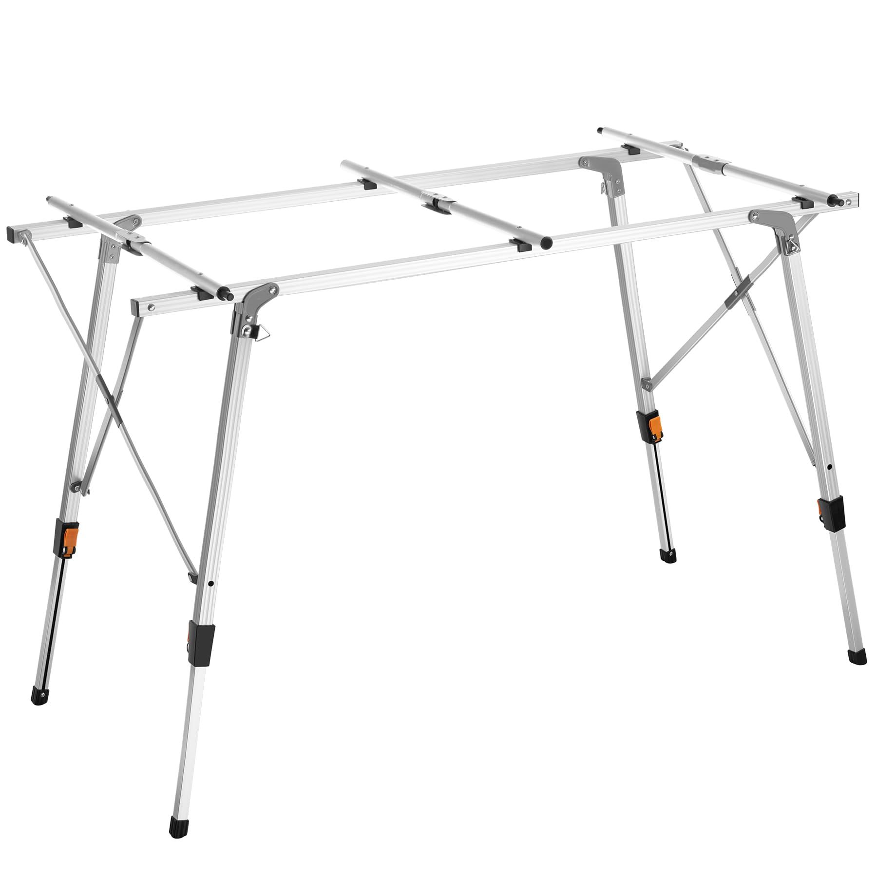 Tectake - Aluminium Campingtafel Tina, Opvouwbaar En In Hoogte Verstelbaar Zilver