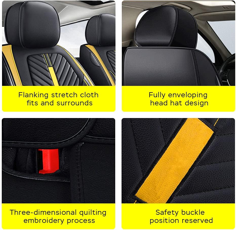 Universal Car Seat Cover Set Suitable for 99% of Vehicle Models 8-Seater Waterproof Seat Cover Protector Easy to Install Interior Cover Standard Yellow