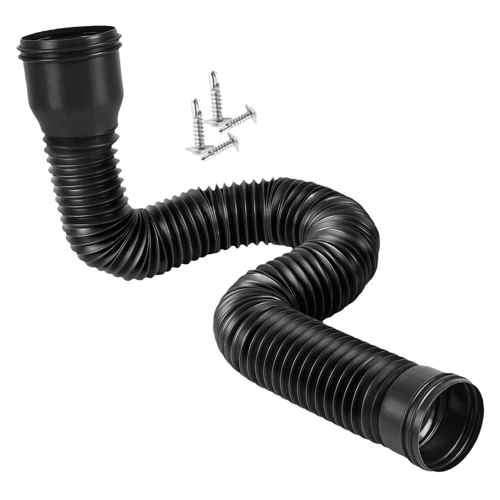 Rain Gutter Downspout Extension Extender Diverter Retractable 47-150cm Universal(Black)