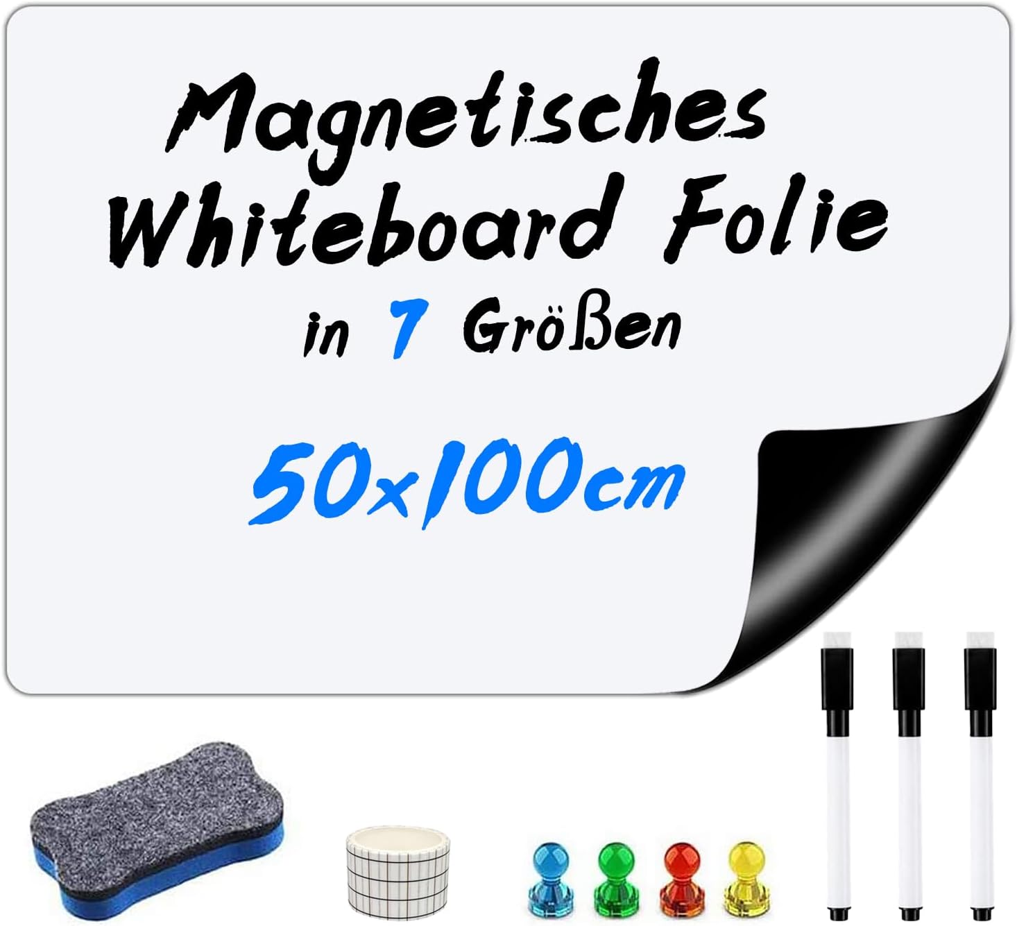 Whiteboard Folie, 50x100 CM Selbstklebende Weißwandtafel Folie