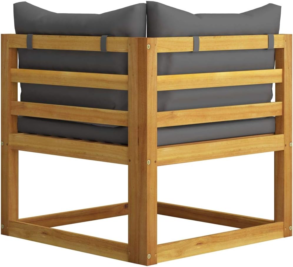 4 Piece Solid Acacia Wood Garden Lounge Set with Removable Cushions, Modular Outdoor Sofa and Coffee Table, Durable Patio Furniture for Relaxing