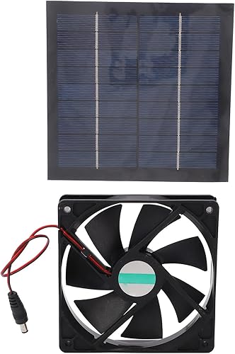 Miniatura 2 de plplaaoo Ventilador solar de 20 W, impermeable IP65, tasa de conversión del 20%, negro, para exteriores, diseño moderno, ventilador de escape para