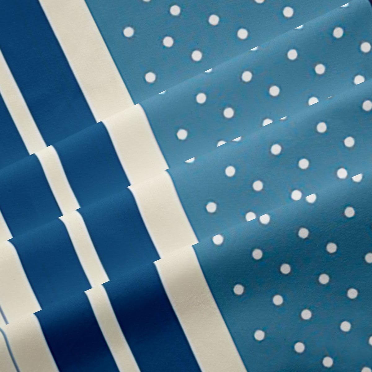 Lot de 2 rideaux de fenêtre rétro à fleurs - Taille XXL - 260 x 140 cm - Rayures géométriques - Points ondulés - Bon rideau occultant - Aquarelle - Motif plantes - Bleu - Pour adultes et