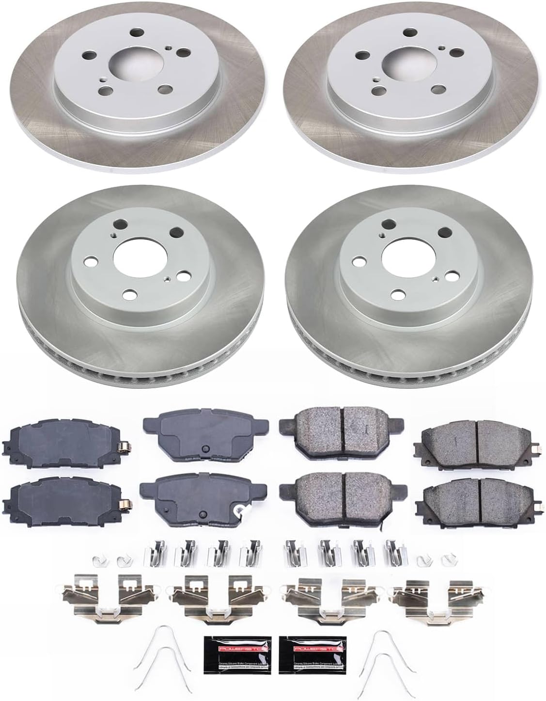 PowerStop Front and Rear Brake Kit For Lexus CT200h 2011-13 |Toyota Prius 2010-15 |Prius Plug-In 2012-15 - Ceramic Brake Pads + Semi Coated Rotors Replacement, SC5871