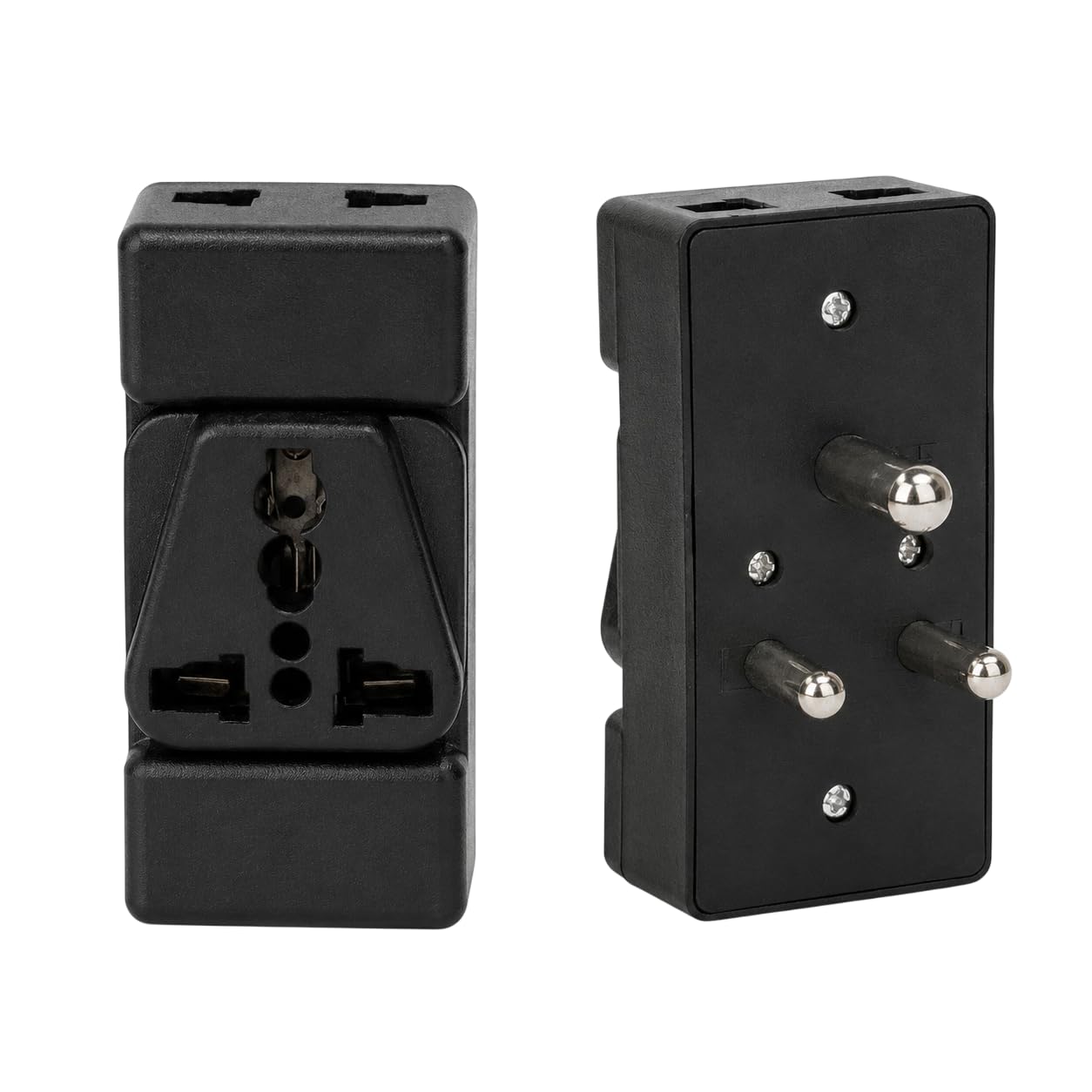 Universal 3-Way 3-Pin Multi Plug Adapter with Universal Socket | 1 Universal 3-Pin + 2 Universal 2-Pin Sockets | Portable Multi Plug Extension | Travel & Home Electrical Adapter | Black-picture-31
