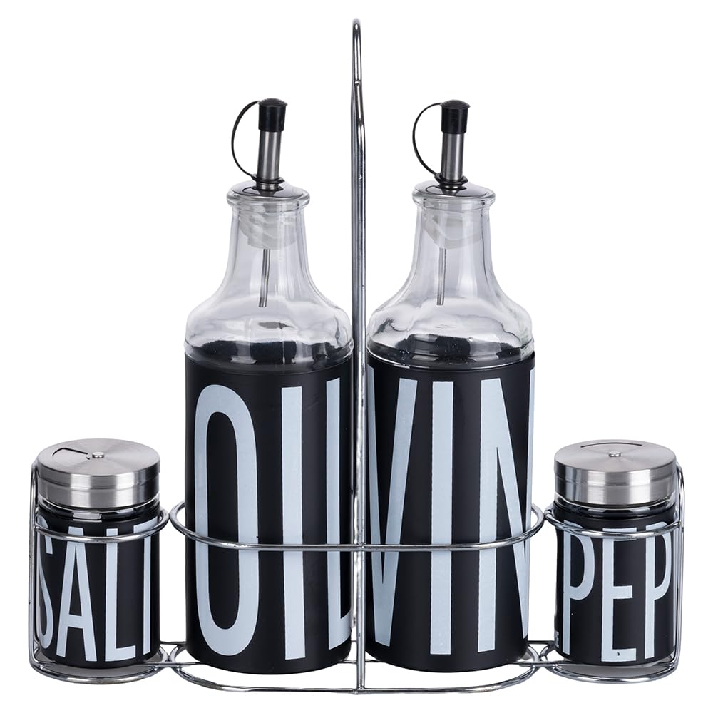 BIGISMORE Menage Nero Set 12 PZ con Stand