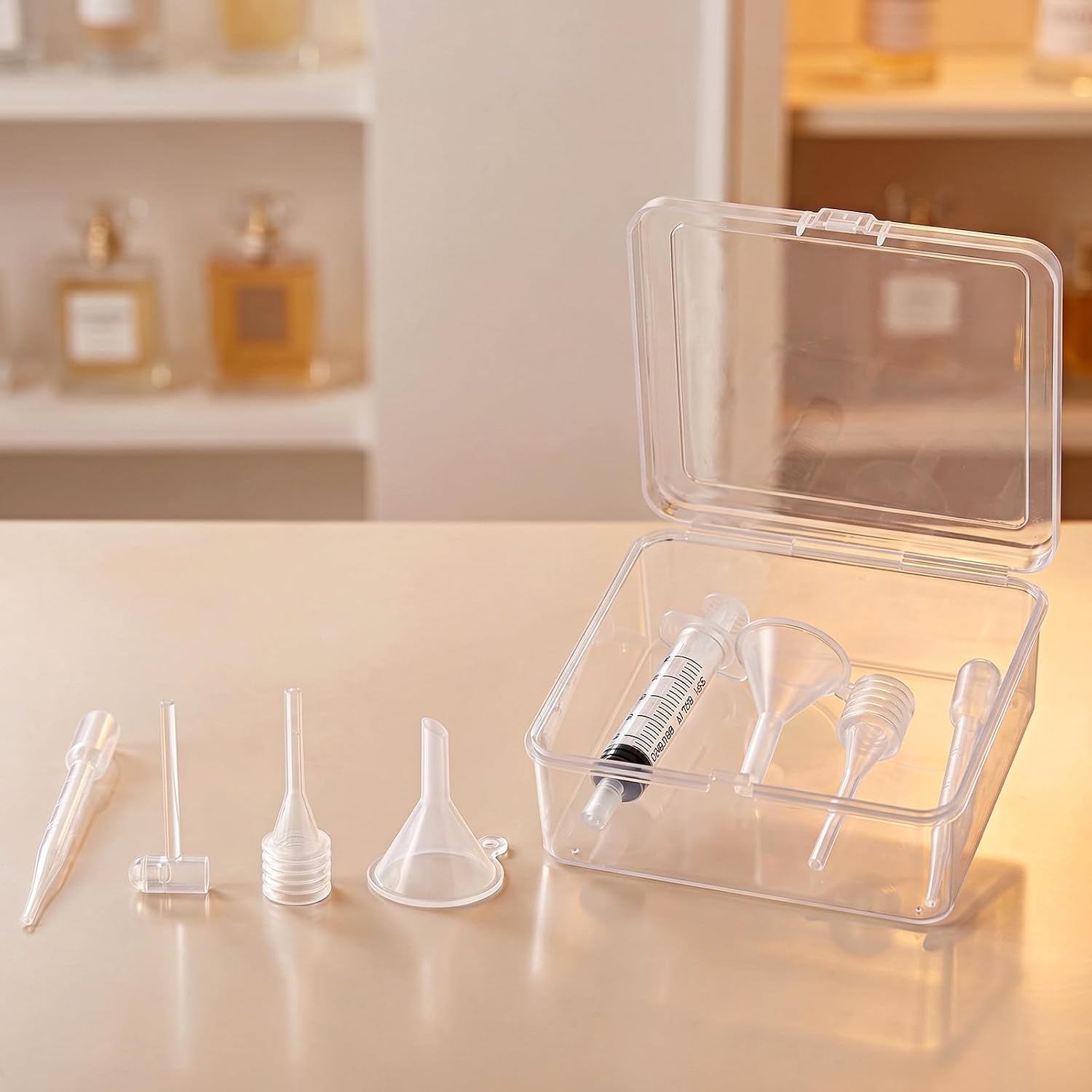 10 Pcs DIY Perfume Refill Kit Perfume Making Refill Tools Transfer Pump Syringes Dispenser Atomizer Syringe Extractor Funnels Dropper with Storage Box for Travel Bottle Refilling