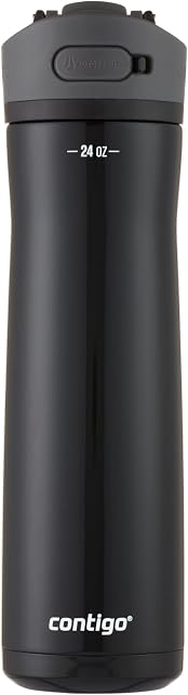 Contigo Ashland Chill 2.0 Bouteille d'eau en acier inoxydable avec paille et poignée de transport pour un voyage facile, sans vide et sans BPA, réglisse, 24 oz (709 mL)