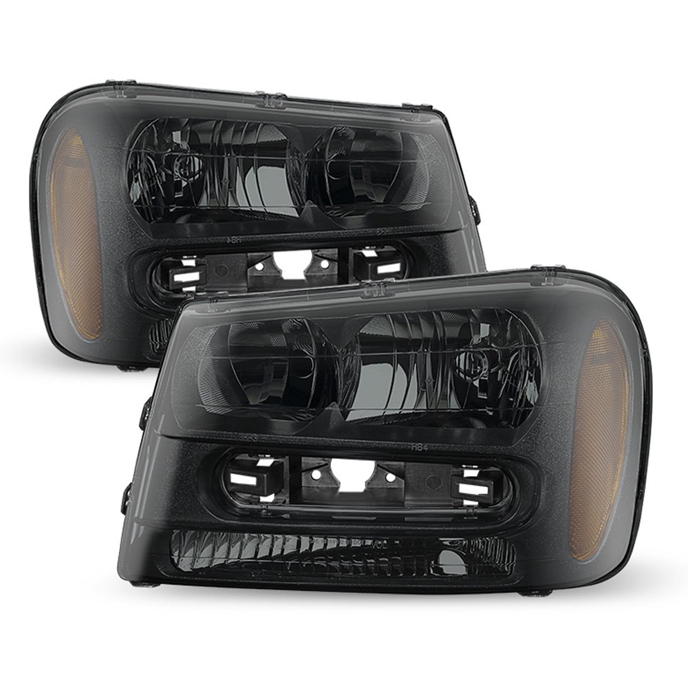 ACANII - For 2002-2009 Chevy Trailblazer w/Full Width Grille [Exclusive Dark Smoke] Headlights Headlamps Pair Left+Right