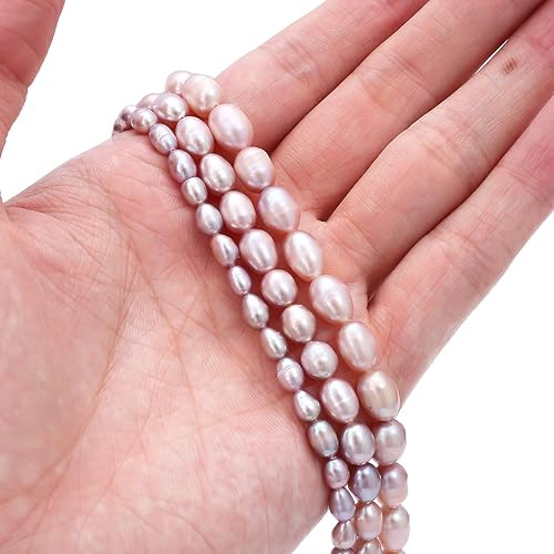 Miniatura 8 de Cuentas de perlas naturales de arroz de 4 a 0.197 in, color rosa, cultivadas en agua dulce, cuentas de piedras preciosas sueltas para hacer joyas de