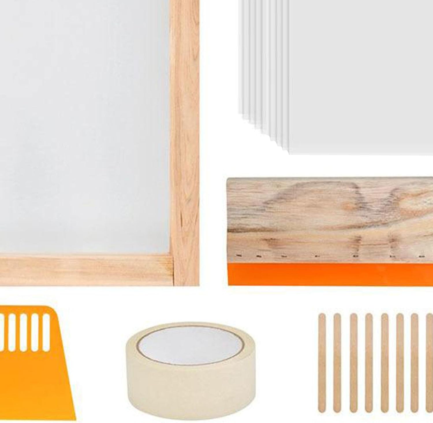 24 Packs Screen Printing Kit, Solid Silk Screen Printing Kit for Beginners Kids - DIY Tool Wood Frame Squeegee Ink Starter Value Pack - Handmade T-Shirt DIY Printing Machine Press