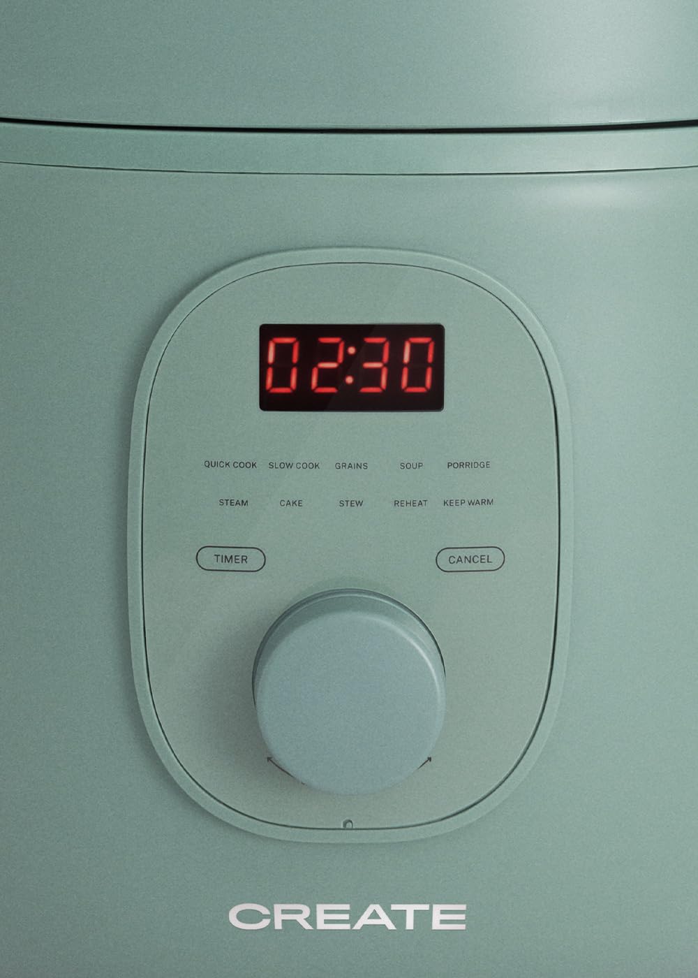CREATE /RICE COOKER/Elektrische rijstkoker, 2 l, saliegroen, programmeerbaar tot 24 uur, bereidt stoomgerechten, stoofschotels of soepen, warmhoudfunctie, 400 W