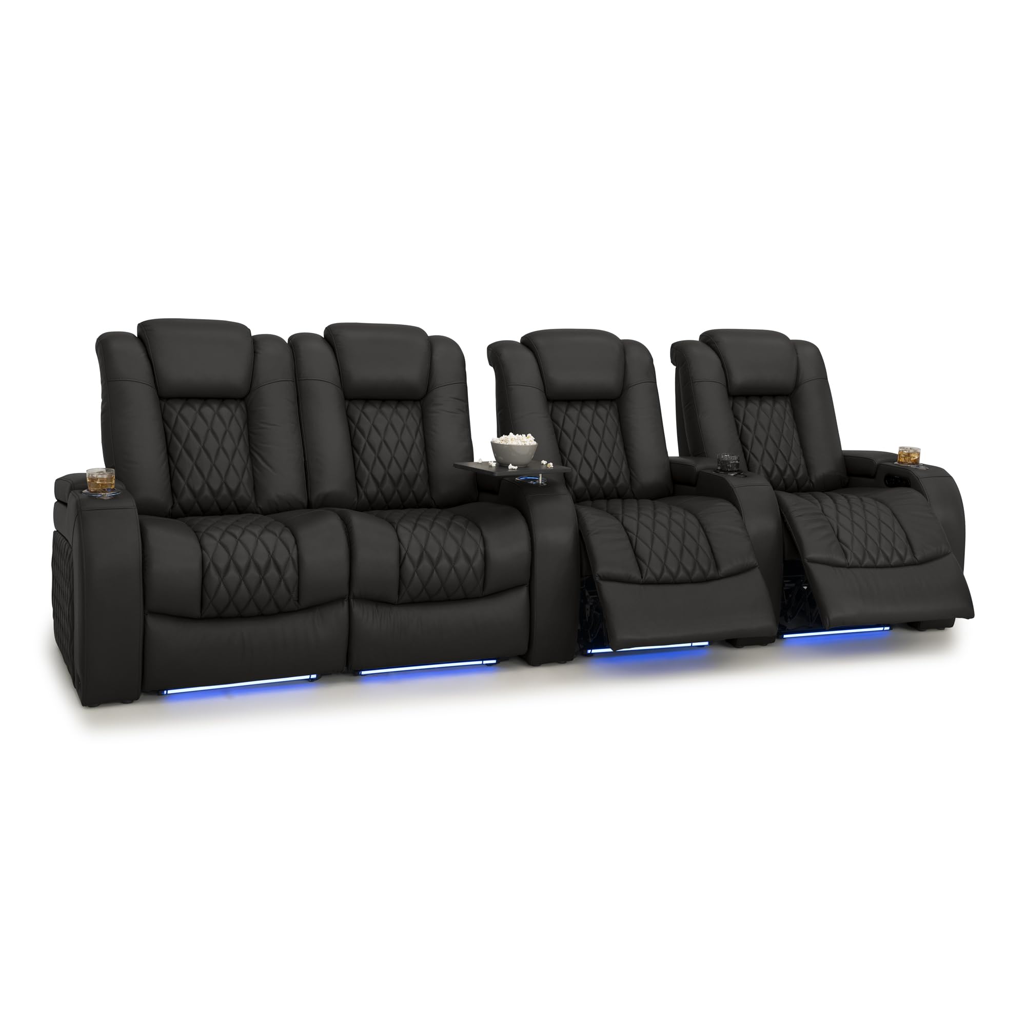 Seatcraft Diamante Home Theater Seating Black Row of 4 Left Loveseat