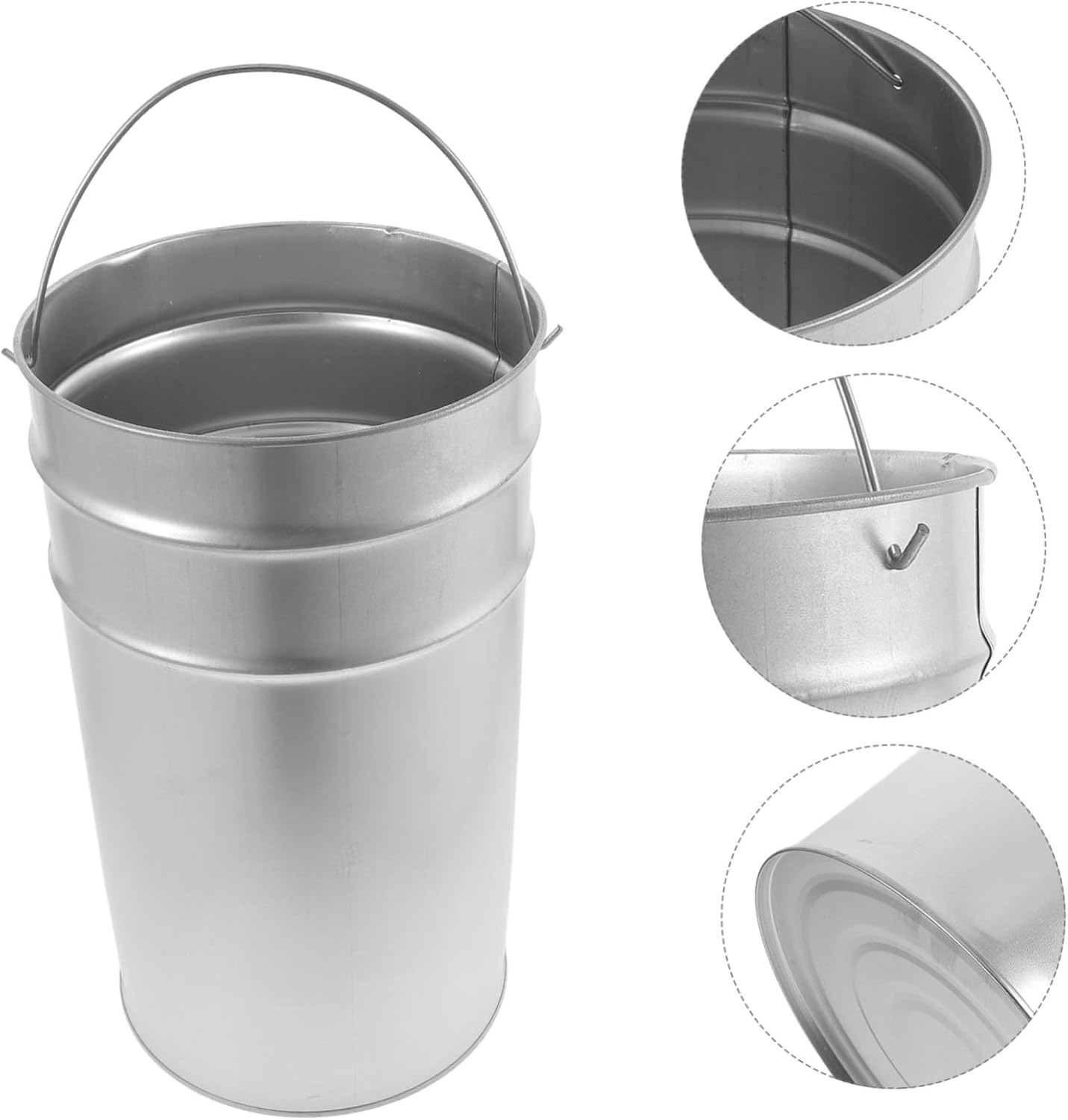 Galvanized Trash Can Bucket Outdoor Garbage Container with Handle for Easy Carrying and Cleaning for Home and Outdoor Use