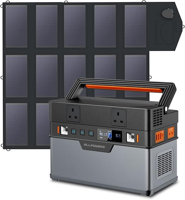 ALLPOWERS Portable Power Station 606Wh/164000mAh/700W(1400W Peak) Solar Generator with 100W Foldable Solar Panel Emergency Backup Battery Pack Power Supply Portable Generator for Outdoor Camping RV