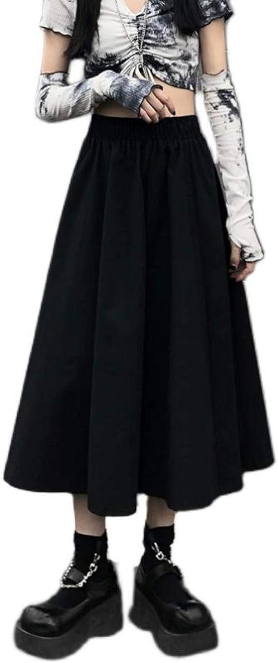 Amazon Co Jp プリーツスカート ロング 春夏 ロングスカート プリーツ マキシスカート フレアスカート スカート レディース フレア ロング丈 マキシ丈 シフォン 黒 春 夏 ウェストゴム シンプル おしゃれ トレンド ベーシック ファッション