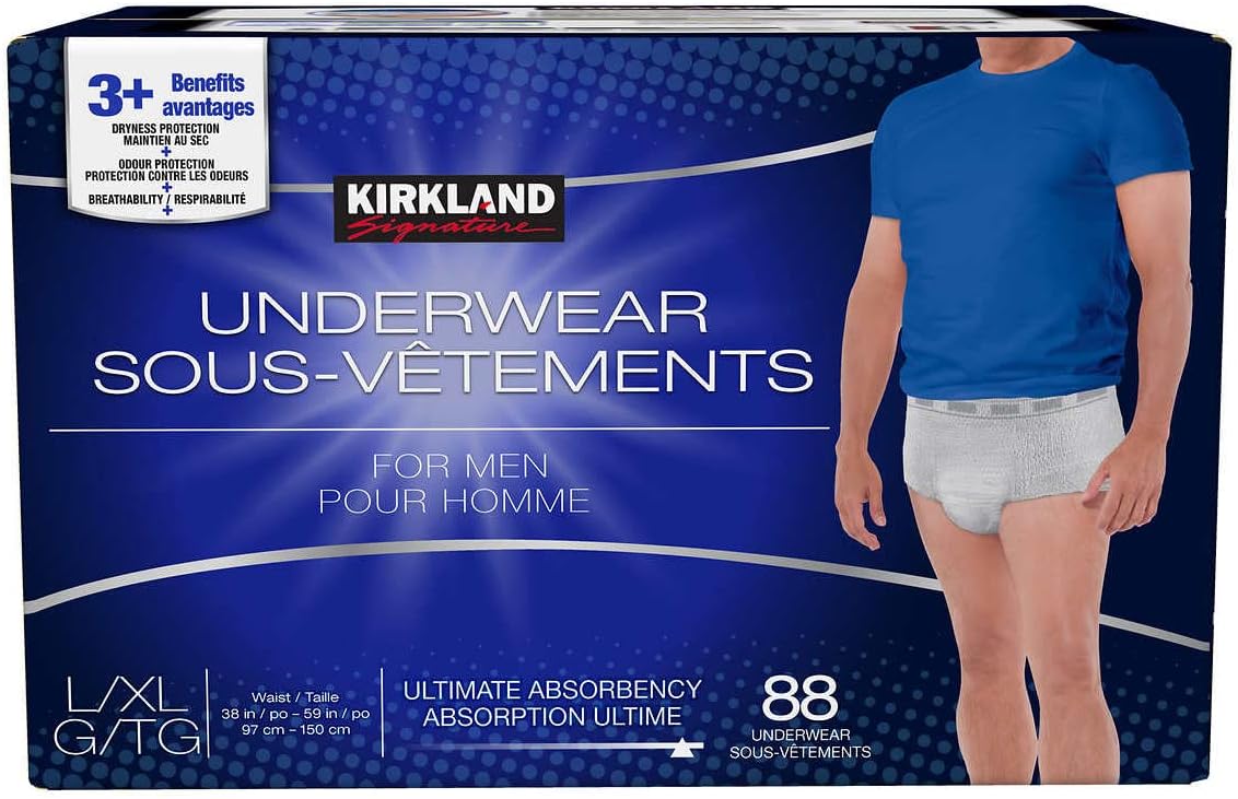Kirkland Signature Men's Protective Underwear, Large/XLarge, 88Pack