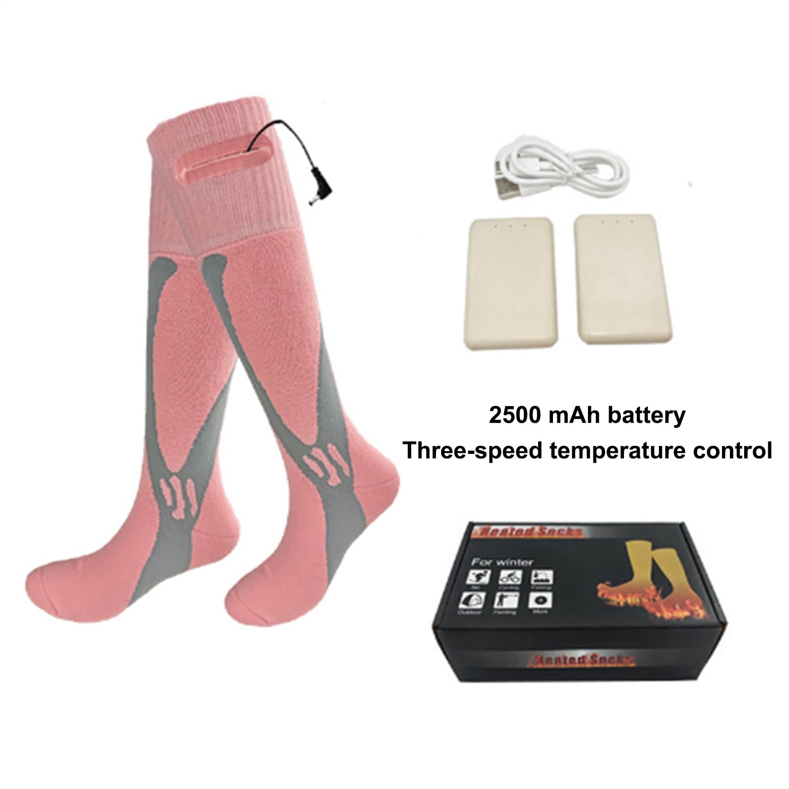 Calcetines calefactores eléctricos – Calcetines calefactores alimentados por batería recargable | Calcetín caliente inteligente para clima frío | Calcetín térmico cómodo para