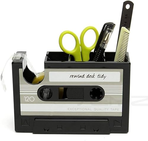 Miniatura 7 de Estuche creativo con cinta adhesiva, dispensador de cinta de casete retro, jarrón para cepillos, popular colección de escritorio de lápices,