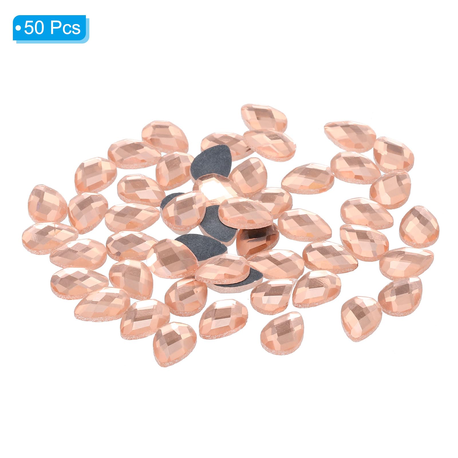 PATIKIL Acrylic Teardrop Gems, 50 Pcs 14x10mm Flat Back Teardrop Rhinestones Plastic Gems for Jewelry Making DIY Craft Golden Champagne - Image 3