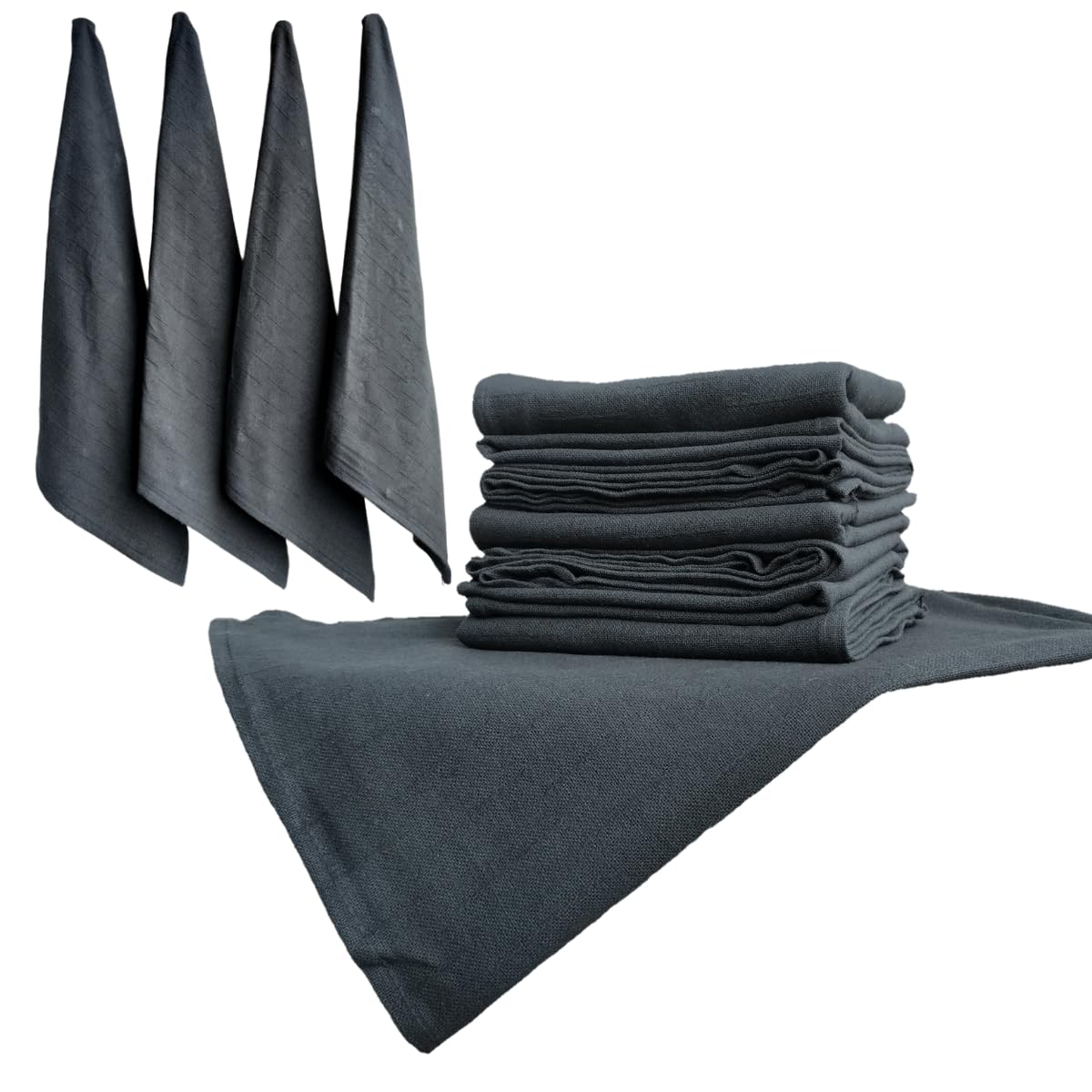 Kit 12 Panos de Prato Preto Artesanato Pano Gourmet 68x50cm Traba...
