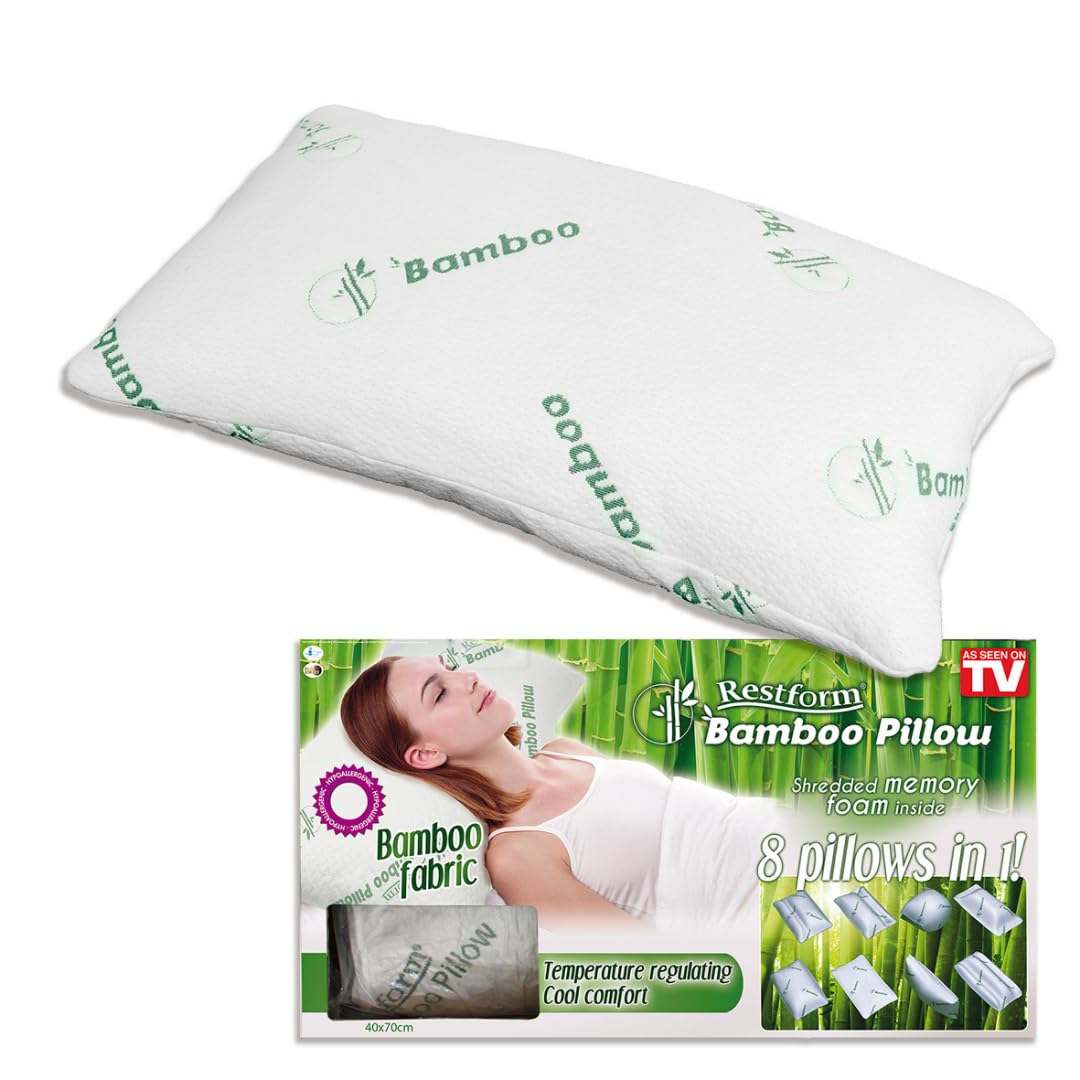 BEST DIRECT Almohada de Fibra de bambú Bamboo Pillow, 70x40cm, Almohada de Espuma viscoelástica, Almohadas ortopédicas, Soporte para el Cuello, Antiácaros Antialérgico y Transpirable