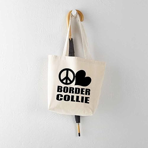 Vista 160 de CafePress Border Collie - Bolsa de lona natural, bolsa de compras reutilizable
