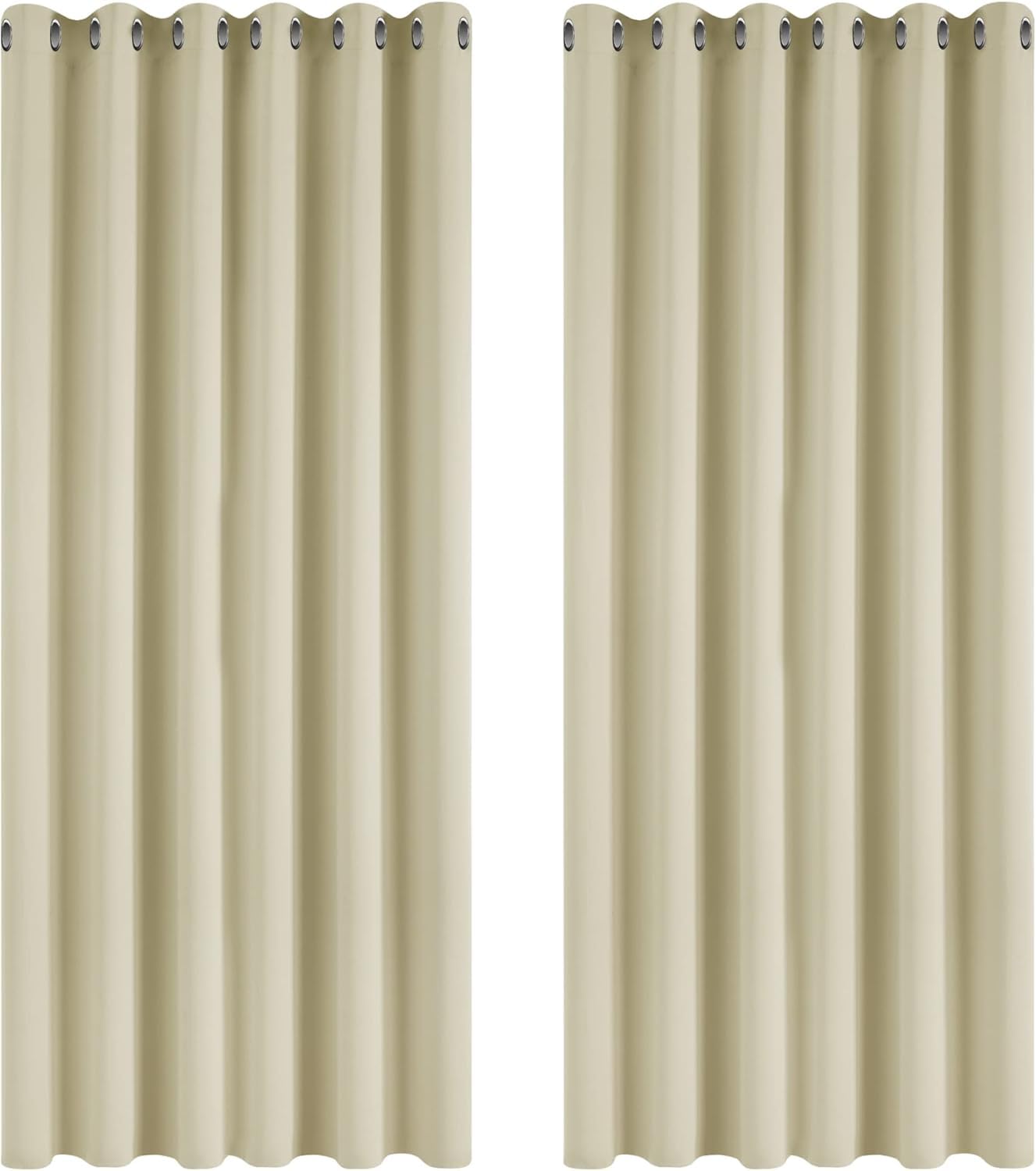 Deconovo Tende Oscuranti per Interni 2 Pezzi 274 CM Altezza, Termiche Isolanti, Anti-Rumore, con Anelli, Ideali per Camera da Letto e Soggiorno, 229x274 CM, Beige Scuro