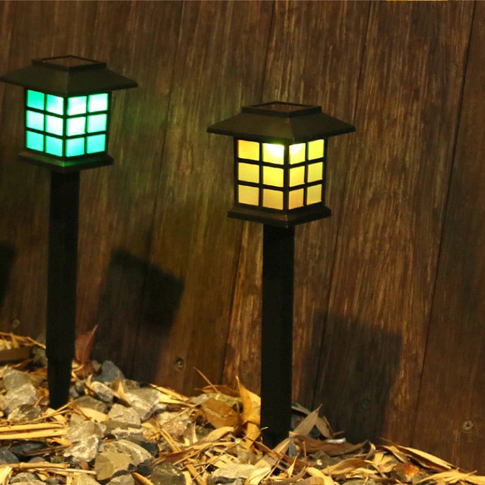 4 opakowania zewnętrznych latarni świetlnych, solarnych lamp słupkowych, zasilanych energią słoneczną na zewnątrz, wodoodporne lampy ogrodowe, trawnik ogrodowy, oświetlenie słupków na ścieżki