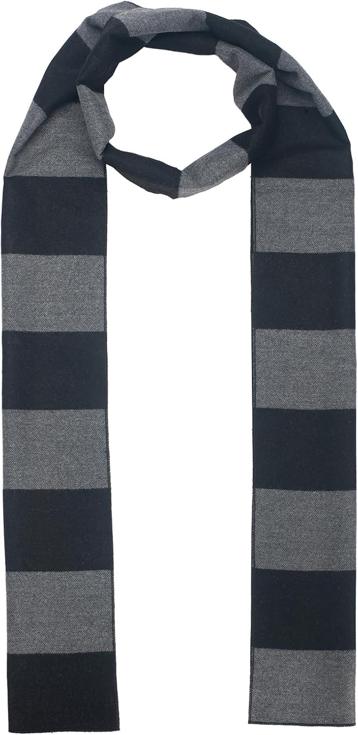 Black and Gray Striped Men's Scarf for Winter Halloween Costume Accessories for Men Women