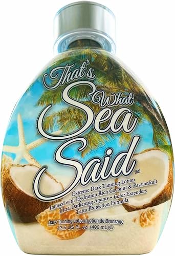 That’s What Sea Said Loción bronceadora aceleradora para piscinas exteriores y camas de bronceado UV de interior loción blanca sin bronceador.