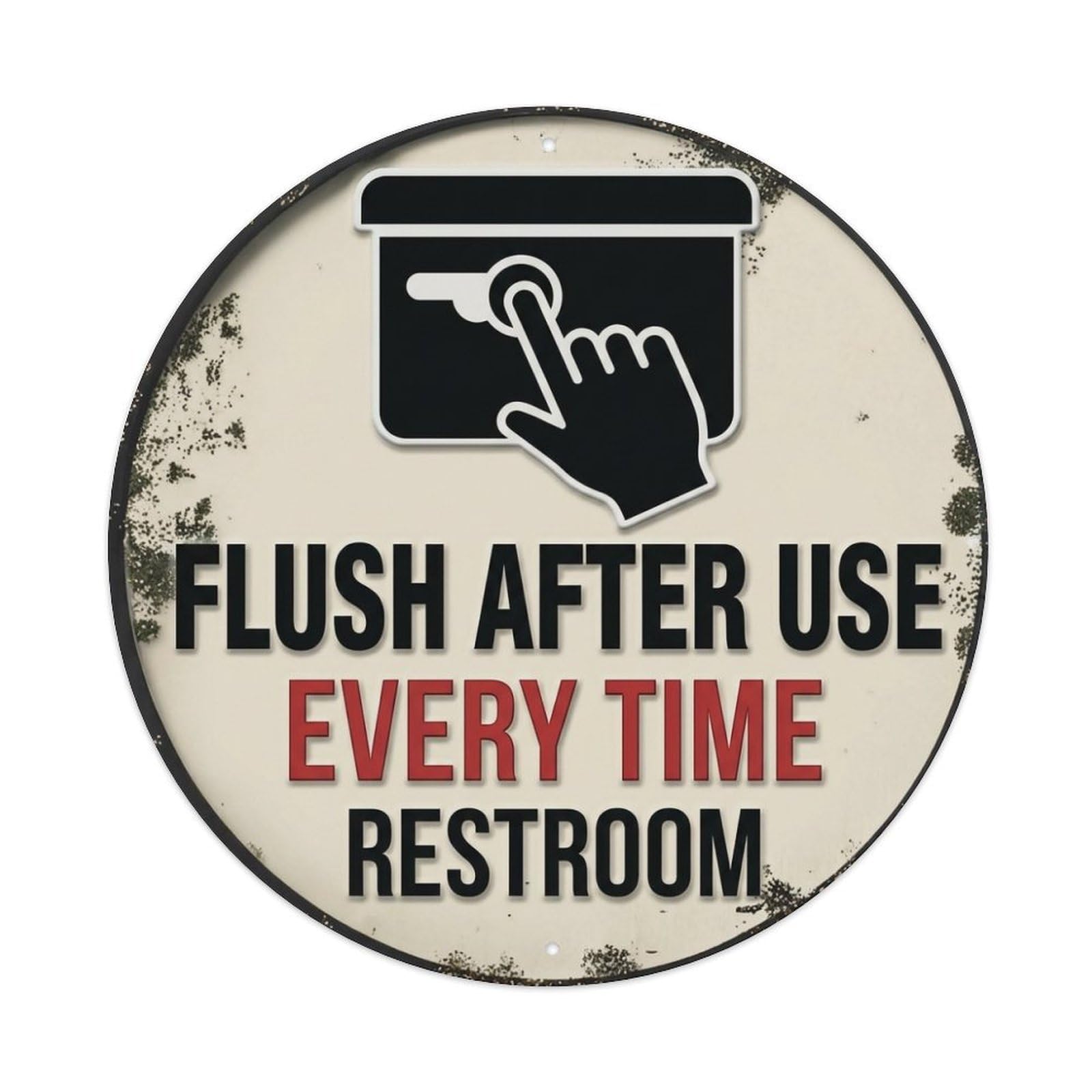 Metal Tin Sign Flush After Use Every Time Restroom Warning Sign