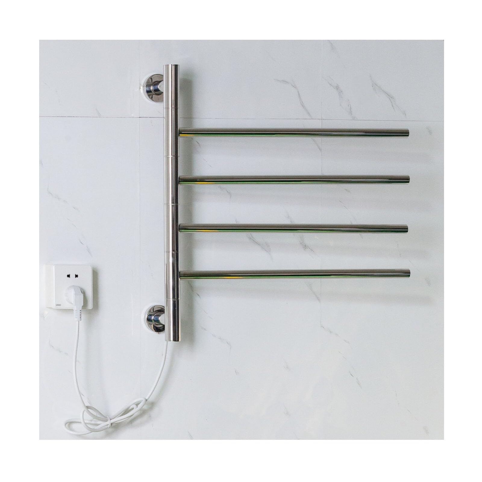 Toallero calefactable con enchufe de pared y barras giratorias para secado de toallas