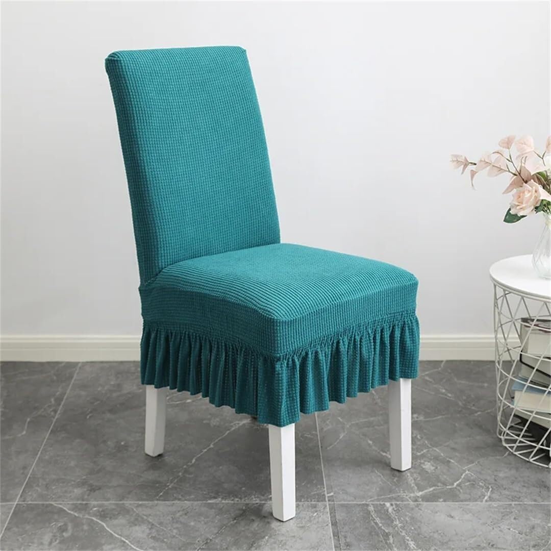 PBTMCD 4pcs- Stretch Dining Chair Covers With Pleated Skirt, Banquet Slipcovers, Washable Seat Protector For Hotel Wedding(A8)