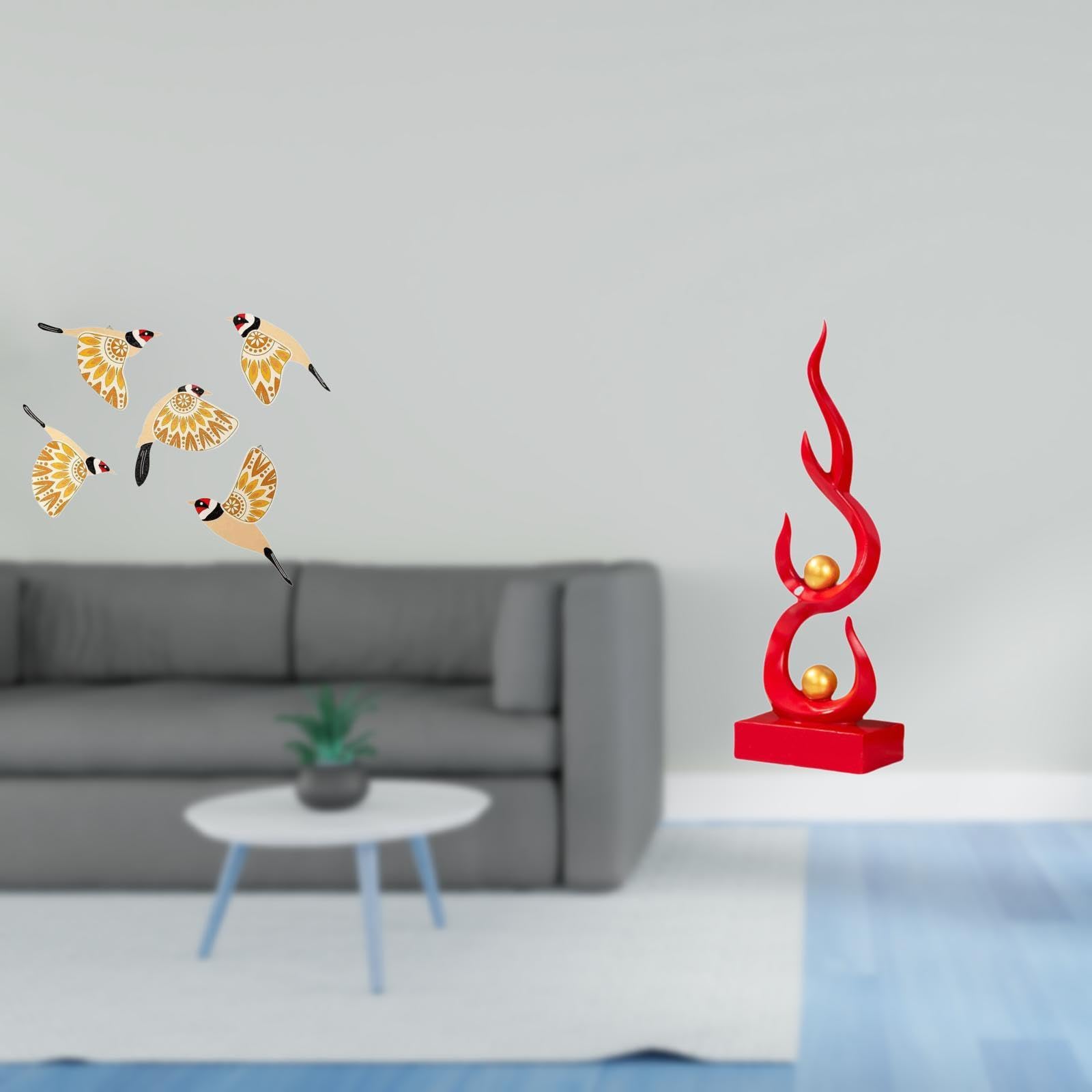 Enakshi® Wooden Bird Wall Art Hanging Ornament and Abstract Fire Statue Resin Flame Figurine Decorative Collectible Gift for Office Bedroom Patio|Home & Garden | Home Decor | Figurines-image-21