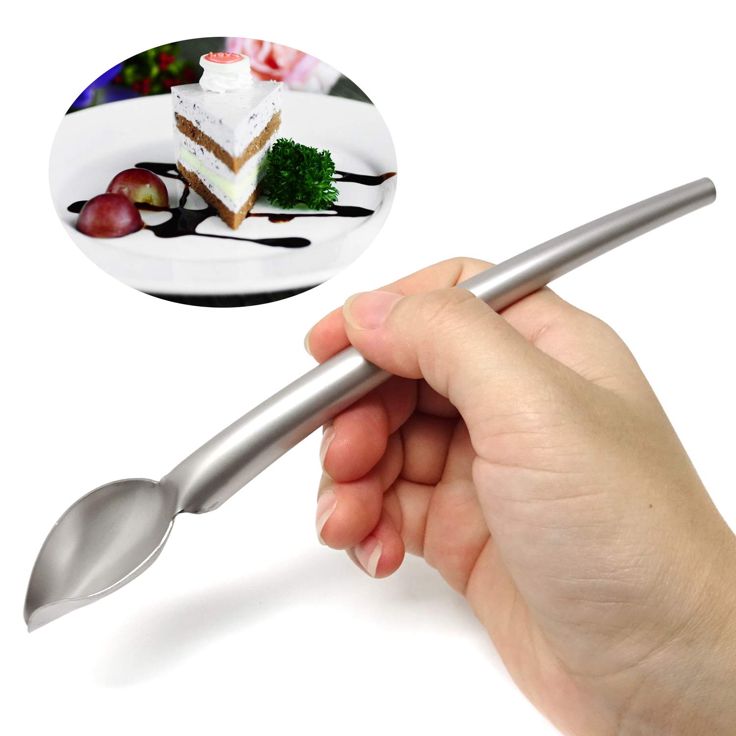 Honbay - Cucharas de acero inoxidable para decoración de platos, 2 unidades