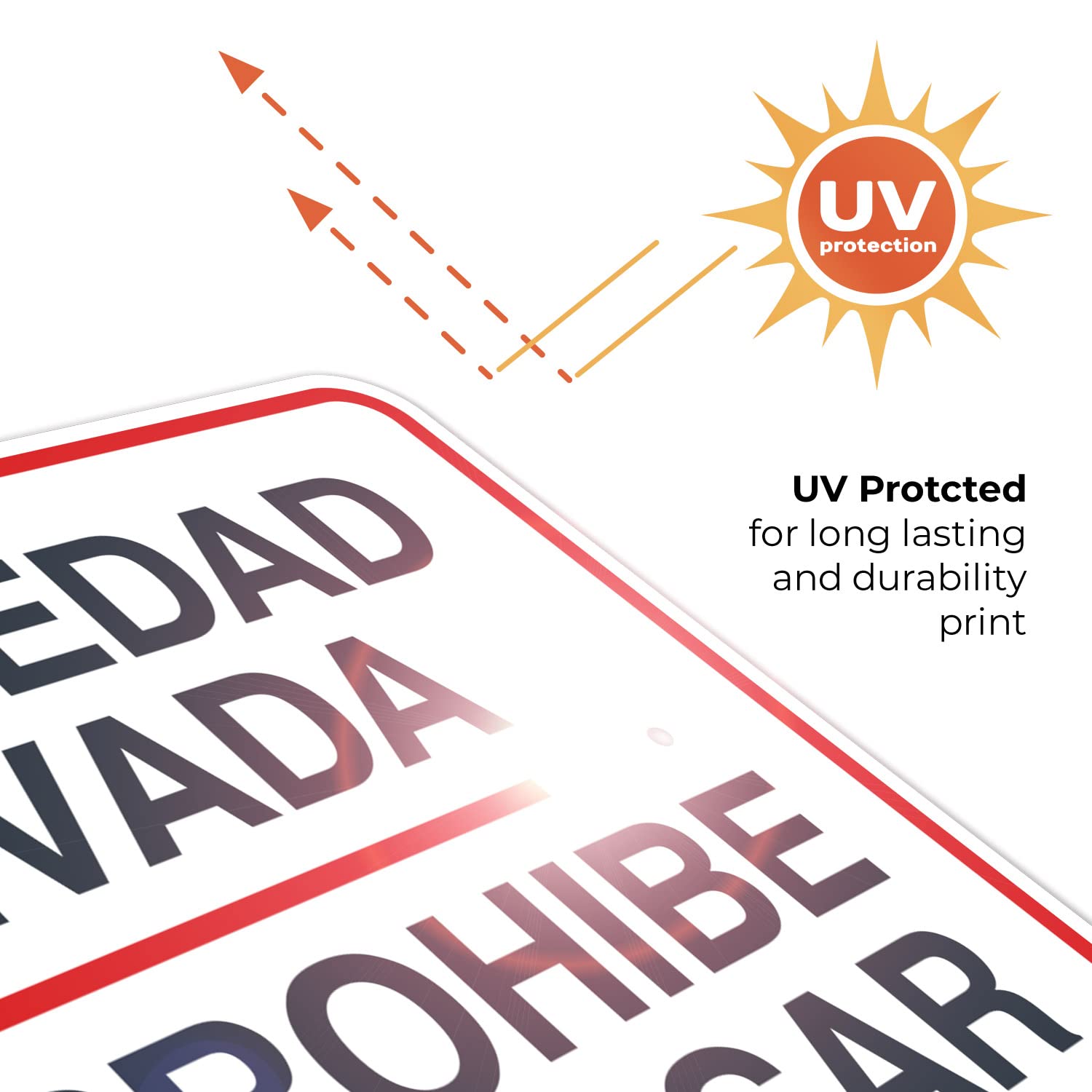 Private Property Prohibiting Transfer Spanish Sign, 18x24 Inches, Rust Free .063 Aluminum, Fade Resistant, Made in USA