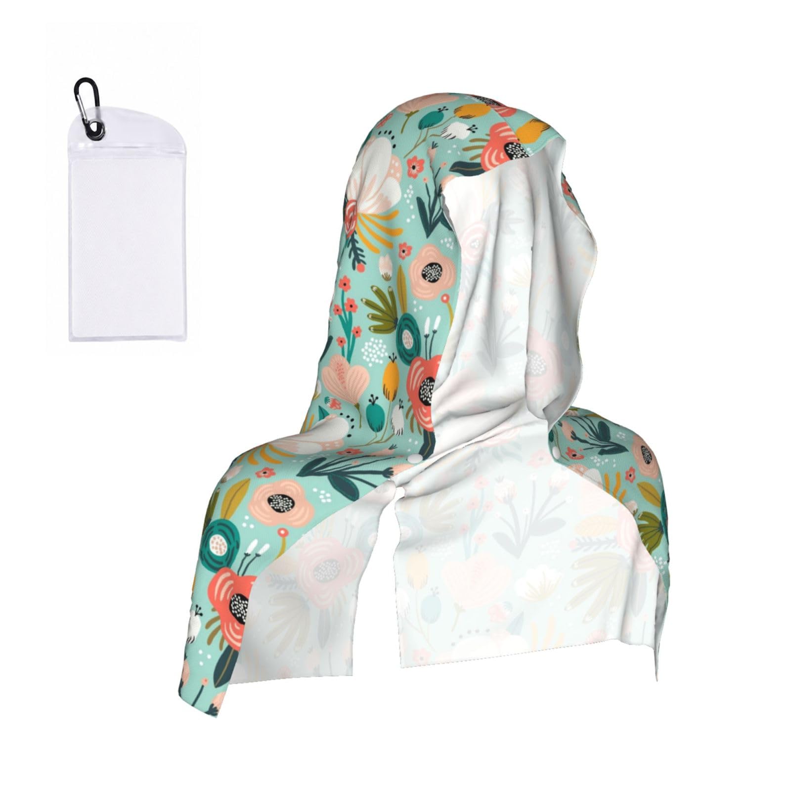 WXWJSHMGC Flowers Print Cooling Hoodie Towel, Cooling Towels For Neck And Face Sun Protection Instant Cool Hoodie(Sport/Camping/Work Out/Hot Weather)