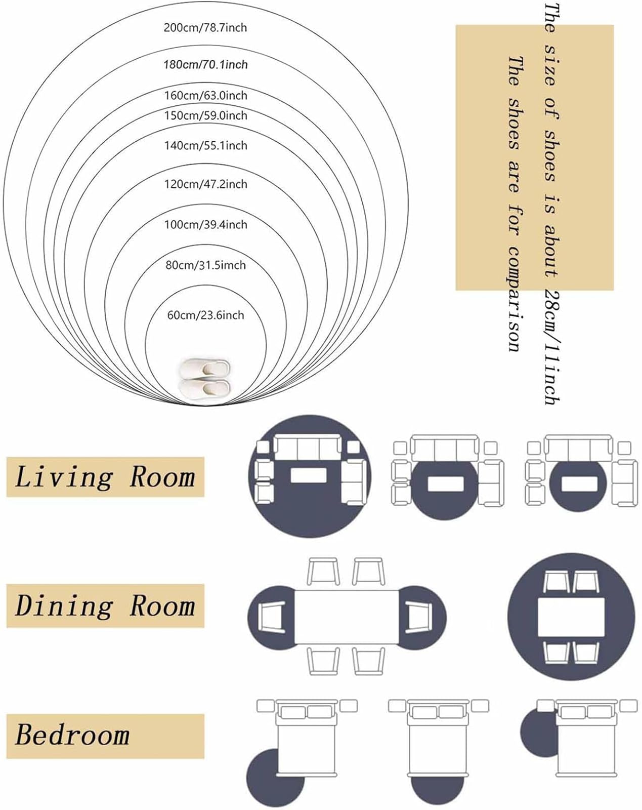 Tappeto da bagno rotondo e soffice, in cotone, antiscivolo, tradizionale, per soggiorno, camera da letto, sedia, divano, tappetino morbido per pavimento, diametro 160 cm
